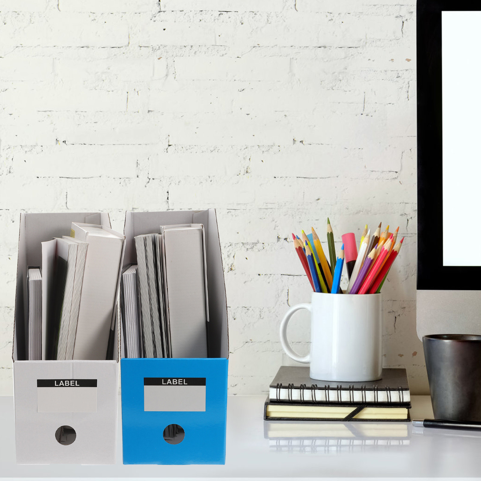Magazine Holder Rack - 3-delige bestandsmap-organizer, bureau-opbergrek, papierdocumenthouder, bureau-organizer, tijdschriften-
